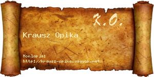 Krausz Opika névjegykártya